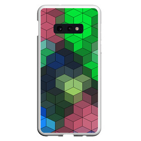 Чехол для Samsung S10E с принтом Разноцветный геометрический уз , Силикон | Область печати: задняя сторона чехла, без боковых панелей | абстрактный | зеленый | молодежный | разноцветный узор | ромбы | синий | текстура