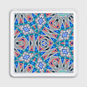 Магнит 55*55 с принтом Серо-синий абстрактный узор  , Пластик | Размер: 65*65 мм; Размер печати: 55*55 мм | абстрактный | асимметричный | креативный | молодежный | серый | синий | современный