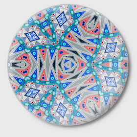 Значок с принтом Серо-синий абстрактный узор  ,  металл | круглая форма, металлическая застежка в виде булавки | абстрактный | асимметричный | креативный | молодежный | серый | синий | современный