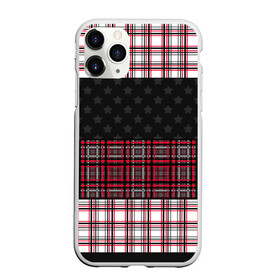 Чехол для iPhone 11 Pro матовый с принтом Комбинированный красно-серый  , Силикон |  | клетка | комбинированный | красный и черный | креативный | плед | полосы | узор в клетку | шотландка