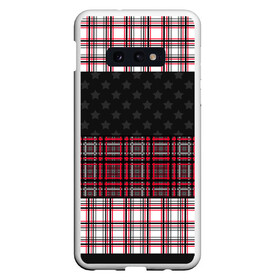 Чехол для Samsung S10E с принтом Комбинированный красно-серый  , Силикон | Область печати: задняя сторона чехла, без боковых панелей | клетка | комбинированный | красный и черный | креативный | плед | полосы | узор в клетку | шотландка