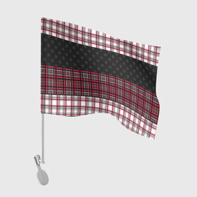 Флаг для автомобиля с принтом Комбинированный красно-серый  , 100% полиэстер | Размер: 30*21 см | клетка | комбинированный | красный и черный | креативный | плед | полосы | узор в клетку | шотландка
