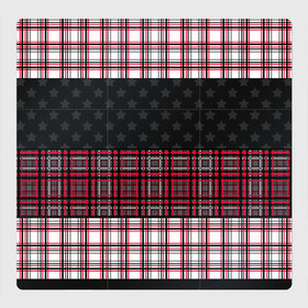 Магнитный плакат 3Х3 с принтом Комбинированный красно-серый  , Полимерный материал с магнитным слоем | 9 деталей размером 9*9 см | клетка | комбинированный | красный и черный | креативный | плед | полосы | узор в клетку | шотландка