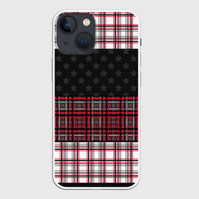 Чехол для iPhone 13 mini с принтом Комбинированный красно серый ,  |  | клетка | комбинированный | красный и черный | креативный | плед | полосы | узор в клетку | шотландка