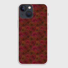 Чехол для iPhone 13 mini с принтом Цветочный коричневый ретро ,  |  | абстрактный | в горошек | коричневый | модный | ретро | цветочный узор | цветы