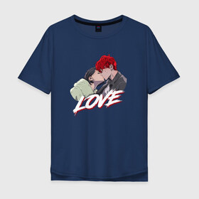 Мужская футболка хлопок Oversize с принтом Mia Kim x Vinny Hong Love , 100% хлопок | свободный крой, круглый ворот, “спинка” длиннее передней части | anime | manhwa | mia kim | vinny hong | windbreaker | аниме | ветролом | манга | манхва