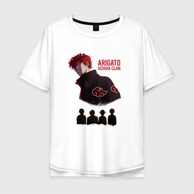 Мужская футболка хлопок Oversize с принтом Vinny Hong Arigato Uchiha clan , 100% хлопок | свободный крой, круглый ворот, “спинка” длиннее передней части | anime | manhwa | uchiha | vinny hong | windbreaker | аниме | ветролом | манга | манхва
