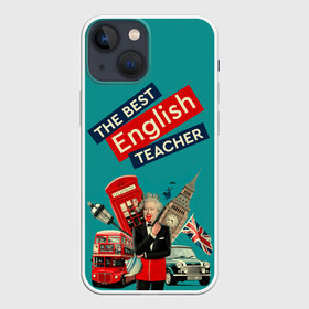 Чехол для iPhone 13 mini с принтом Лучший учитель английского языка ,  |  | english | англ | английский язык | день учителя | инглиш | классный | колледж | наставник | образование | педагог | преподаватель | руководитель | училище | учитель | школа | язык