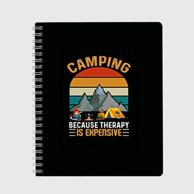Тетрадь с принтом Camping , 100% бумага | 48 листов, плотность листов — 60 г/м2, плотность картонной обложки — 250 г/м2. Листы скреплены сбоку удобной пружинной спиралью. Уголки страниц и обложки скругленные. Цвет линий — светло-серый
 | Тематика изображения на принте: camp | camping | retro | travel | винтаж | интроверт | кемпинг | отдых | отпуск | приключение | ретро | социопат | туризм | турист | туристические | юмор