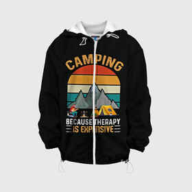 Детская куртка 3D с принтом Camping , 100% полиэстер | застежка — молния, подол и капюшон оформлены резинкой с фиксаторами, по бокам — два кармана без застежек, один потайной карман на груди, плотность верхнего слоя — 90 г/м2; плотность флисового подклада — 260 г/м2 | Тематика изображения на принте: camp | camping | retro | travel | винтаж | интроверт | кемпинг | отдых | отпуск | приключение | ретро | социопат | туризм | турист | туристические | юмор