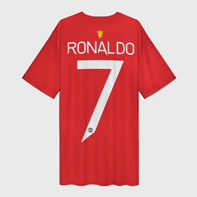 Платье-футболка 3D с принтом Ronaldo Manchester United ,  |  | cristiano ronaldo | fc | fcmu | football | football club | manchester united | red devils | sport | красные дьяволы | криштиано | криштиану роналду | манчестер юнайтед | роналдо | рональду | спорт | фк | фкмю | форма | футбол | футболист
