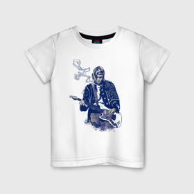 Детская футболка хлопок с принтом Курт Кобейн , 100% хлопок | круглый вырез горловины, полуприлегающий силуэт, длина до линии бедер | cobain | kurt | nirvana | кобейн | курт | нирвана | рок