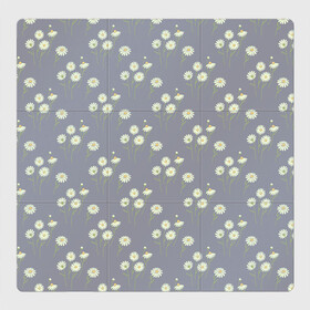 Магнитный плакат 3Х3 с принтом Ромашки на сером паттерн , Полимерный материал с магнитным слоем | 9 деталей размером 9*9 см | летний принт | паттерн | полевые цветы | природа | растения | ромашки | серый | цветы
