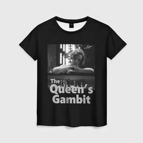 Женская футболка 3D с принтом Sad Queen , 100% полиэфир ( синтетическое хлопкоподобное полотно) | прямой крой, круглый вырез горловины, длина до линии бедер | chess | serial | the queens gambit | аня тейлор джой | сериал | сериалы | ход королевы | шахматы | элизабет хармон