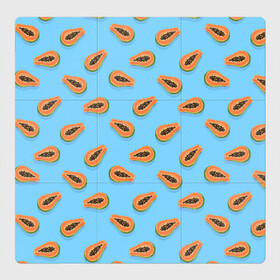 Магнитный плакат 3Х3 с принтом Папайа паттерн , Полимерный материал с магнитным слоем | 9 деталей размером 9*9 см | вегетарианец | еда | зож | иллюстрация | летний принт | папайа | паттерн | правильное питание | рисунок | фрукты