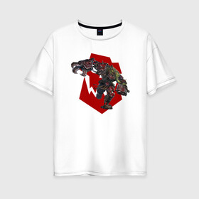 Женская футболка хлопок Oversize с принтом Орк-киборг , 100% хлопок | свободный крой, круглый ворот, спущенный рукав, длина до линии бедер
 | cyborg | orc | warhammer | вархаммер | киборг | орк