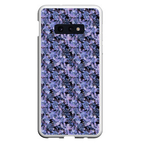 Чехол для Samsung S10E с принтом Сине-фиолетовый цветочный узор , Силикон | Область печати: задняя сторона чехла, без боковых панелей | однотонный | ретро | синие цветы | темный узор | цветочный узор | цветы