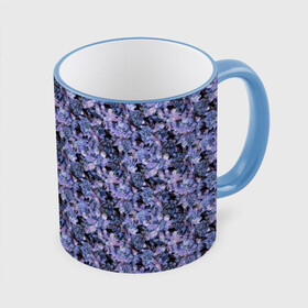 Кружка с полной запечаткой с принтом Сине-фиолетовый цветочный узор , керамика | ёмкость 330 мл | Тематика изображения на принте: однотонный | ретро | синие цветы | темный узор | цветочный узор | цветы