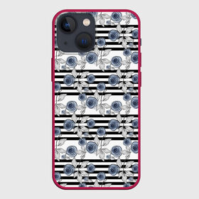 Чехол для iPhone 13 mini с принтом Акварельный полосатый узор ,  |  | Тематика изображения на принте: акварель | акварельные цветы | детский | женский | малышам | модный | цветочный узор | цветы | черный и белый