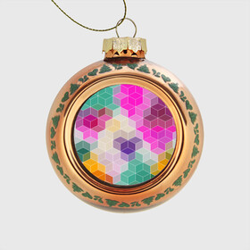 Стеклянный ёлочный шар с принтом Абстрактный разноцветный узор  , Стекло | Диаметр: 80 мм | абстрактный | бирюзовый | бордовый | геометрические фигуры | модный | розовый | ромбы | современный