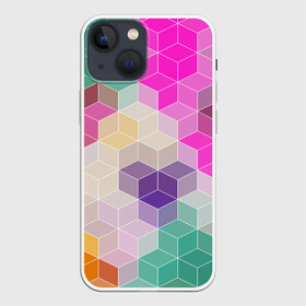 Чехол для iPhone 13 mini с принтом Абстрактный разноцветный узор ,  |  | абстрактный | бирюзовый | бордовый | геометрические фигуры | модный | розовый | ромбы | современный