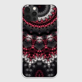 Чехол для iPhone 12 Pro с принтом Красно-черный мозаичный узор  , силикон | область печати: задняя сторона чехла, без боковых панелей | абстрактный | восточный орнамент | калейдоскоп | красный и черный | креативный | модный | мозаика | орнамент | популярный | современный