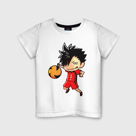 Детская футболка хлопок с принтом КУРОО ТЕЦУРО / TETSURO , 100% хлопок | круглый вырез горловины, полуприлегающий силуэт, длина до линии бедер | Тематика изображения на принте: anime | haikyu | kuroo tetsuro | manga | nekoma. | аниме | волейбол | герой | куроо тецуро | манга | некома | персонаж
