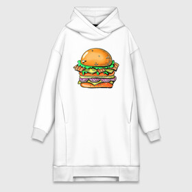 Платье-худи хлопок с принтом Даблмак ,  |  | бургер | вредная еда | гамбургер | иллюстрация | макдак | чизбургер