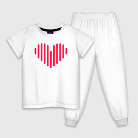 Детская пижама хлопок с принтом Минималистичное сердце , 100% хлопок |  брюки и футболка прямого кроя, без карманов, на брюках мягкая резинка на поясе и по низу штанин
 | векторная иллюстрация | красное | люблю | любовь | минимализм | минималистичное | рисунок | розовое | сердечко | сердце | современный дизайн | техно