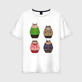 Женская футболка хлопок Oversize с принтом Big Bang Totoro , 100% хлопок | свободный крой, круглый ворот, спущенный рукав, длина до линии бедер
 | big bang theory | ghibli | japan | nature | neigbor | neighbour | totoro | анимация | аниме | гибли | друг | животные | лес | милый | миядзаки | мой сосед тоторо | мульт | мультфильм | природа | сосед | теория большого взрыва | тоторо