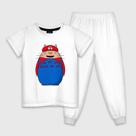 Детская пижама хлопок с принтом Totoro Mario , 100% хлопок |  брюки и футболка прямого кроя, без карманов, на брюках мягкая резинка на поясе и по низу штанин
 | ghibli | japan | mario | nature | neigbor | neighbour | totoro | анимация | аниме | гибли | друг | животные | лес | марио | милый | мир | миядзаки | мой сосед тоторо | мульт | мультфильм | природа | сосед | тоторо | хаяо | хранитель