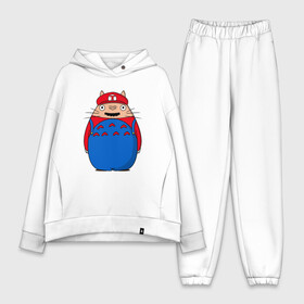 Женский костюм хлопок Oversize с принтом Totoro Mario ,  |  | ghibli | japan | mario | nature | neigbor | neighbour | totoro | анимация | аниме | гибли | друг | животные | лес | марио | милый | мир | миядзаки | мой сосед тоторо | мульт | мультфильм | природа | сосед | тоторо | хаяо | хранитель