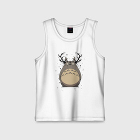 Детская майка хлопок с принтом Totoro Deer ,  |  | deer | ghibli | japan | nature | neigbor | neighbour | totoro | анимация | аниме | гибли | друг | животные | лес | милый | мир | миядзаки | мой сосед тоторо | мульт | мультфильм | олень | природа | сосед | тоторо | хаяо | хранитель