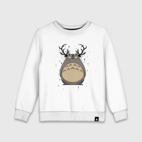 Детский свитшот хлопок с принтом Totoro Deer , 100% хлопок | круглый вырез горловины, эластичные манжеты, пояс и воротник | deer | ghibli | japan | nature | neigbor | neighbour | totoro | анимация | аниме | гибли | друг | животные | лес | милый | мир | миядзаки | мой сосед тоторо | мульт | мультфильм | олень | природа | сосед | тоторо | хаяо | хранитель