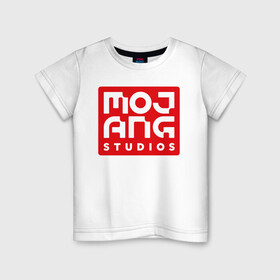 Детская футболка хлопок с принтом Mojang Studios , 100% хлопок | круглый вырез горловины, полуприлегающий силуэт, длина до линии бедер | gamers | games | microsoft | minecraft | mojang | xbox | иллюстрация | логотип