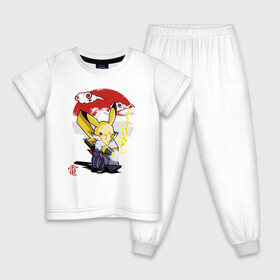 Детская пижама хлопок с принтом Пикачу Удар Молнией , 100% хлопок |  брюки и футболка прямого кроя, без карманов, на брюках мягкая резинка на поясе и по низу штанин
 | go | pikachu | pokemon | го | пика | пикачу | покемон