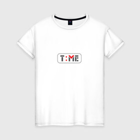 Женская футболка хлопок с принтом Часы iWatch , 100% хлопок | прямой крой, круглый вырез горловины, длина до линии бедер, слегка спущенное плечо | letter | time | watch | буквы | время | сейчас