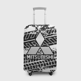 Чехол для чемодана 3D с принтом MITSUBISHI СЛЕДЫ ШИН , 86% полиэфир, 14% спандекс | двустороннее нанесение принта, прорези для ручек и колес | mitsubishi | авто | автомобиль | лого | логотип | митсубиси | митсубиши | текстура