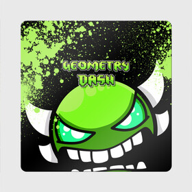 Магнит виниловый Квадрат с принтом Geometry Dash (Green) , полимерный материал с магнитным слоем | размер 9*9 см, закругленные углы | dash | geometry | geometry dash | геометри десш | квадрат | мобильная игра | шеометри даш