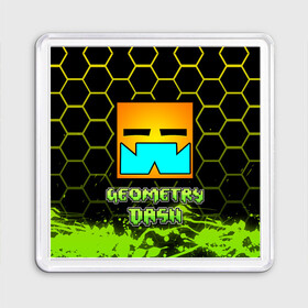 Магнит 55*55 с принтом Geometry Dash (Классика) , Пластик | Размер: 65*65 мм; Размер печати: 55*55 мм | dash | geometry | geometry dash | геометри десш | квадрат | мобильная игра | шеометри даш