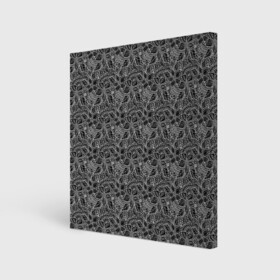 Холст квадратный с принтом Черно-белый ажурный узор  , 100% ПВХ |  | абстрактные цветы | абстрактный узор | ажурный | для женщин | кружевные цветы | модный | цветочный | цветы | черный и белый