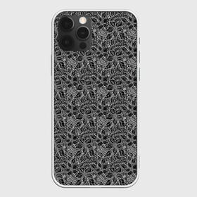 Чехол для iPhone 12 Pro с принтом Черно-белый ажурный узор  , силикон | область печати: задняя сторона чехла, без боковых панелей | абстрактные цветы | абстрактный узор | ажурный | для женщин | кружевные цветы | модный | цветочный | цветы | черный и белый