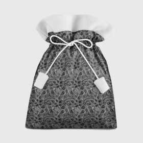 Подарочный 3D мешок с принтом Черно-белый ажурный узор  , 100% полиэстер | Размер: 29*39 см | абстрактные цветы | абстрактный узор | ажурный | для женщин | кружевные цветы | модный | цветочный | цветы | черный и белый