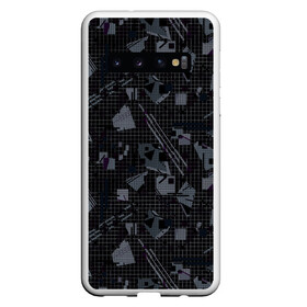 Чехол для Samsung Galaxy S10 с принтом Темный серый узор мемфис , Силикон | Область печати: задняя сторона чехла, без боковых панелей | абстрактный | геометрический | детский | клетка | клетчатый узор | линии | мемфис | популярный | современный | темно черный | школьный