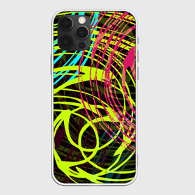 Чехол для iPhone 12 Pro Max с принтом Разноцветные спирали  , Силикон |  | Тематика изображения на принте: абстрактный | желтый | круги | модный | молодежный | разводы | разноцветная абстракция | розовый | современный | спирали | черный
