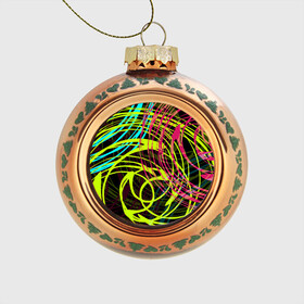 Стеклянный ёлочный шар с принтом Разноцветные спирали  , Стекло | Диаметр: 80 мм | Тематика изображения на принте: абстрактный | желтый | круги | модный | молодежный | разводы | разноцветная абстракция | розовый | современный | спирали | черный