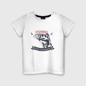 Детская футболка хлопок с принтом Лагерный турнир , 100% хлопок | круглый вырез горловины, полуприлегающий силуэт, длина до линии бедер | Тематика изображения на принте: fish | fishing | мужику | мужчине | на рыбалке | на рыбалку | рыба | рыбак | рыбакам | рыбаку | рыбалка | удочка