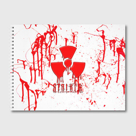 Альбом для рисования с принтом S.T.A.L.K.E.R. БРЫЗГИ КРОВИ , 100% бумага
 | матовая бумага, плотность 200 мг. | Тематика изображения на принте: game | stalker | stalker 2 | брызги крови | зона | игра | кровь | радиация | сталкер | сталкер 2 | чернобыль