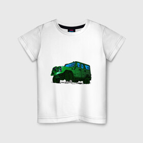 Детская футболка хлопок с принтом УАЗ Хантер I Hunter , 100% хлопок | круглый вырез горловины, полуприлегающий силуэт, длина до линии бедер | off road | внедорожник | джип | зеленый | камень | уазик