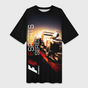 Платье-футболка 3D с принтом FORMULA 1 ,  |  | auto | car | drive | f1 | ferrari | formula 1 | logo | mercedes | racing | track | болид | гонки | мерседес | пилот | тачки | трасса | ферари | формула1 | чемпионат